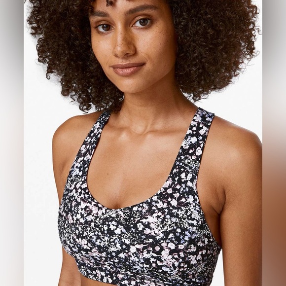 Lululemon Free To Be Serene Bra 4 Floral Spritz Multi Black Gym Training Yoga - Picture 1 of 7